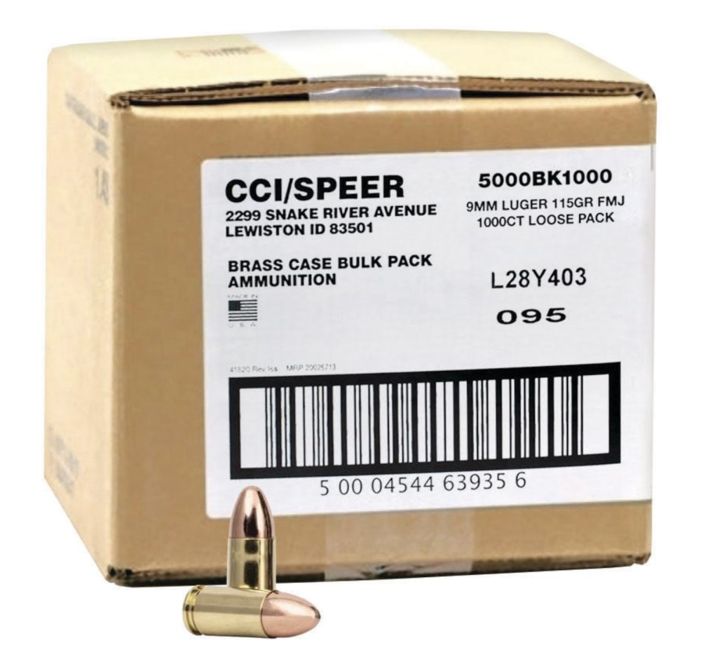 CCI Blazer Brass Handgun Ammunition 9mm Luger 115gr 1145 fps 1000/ct -img-0