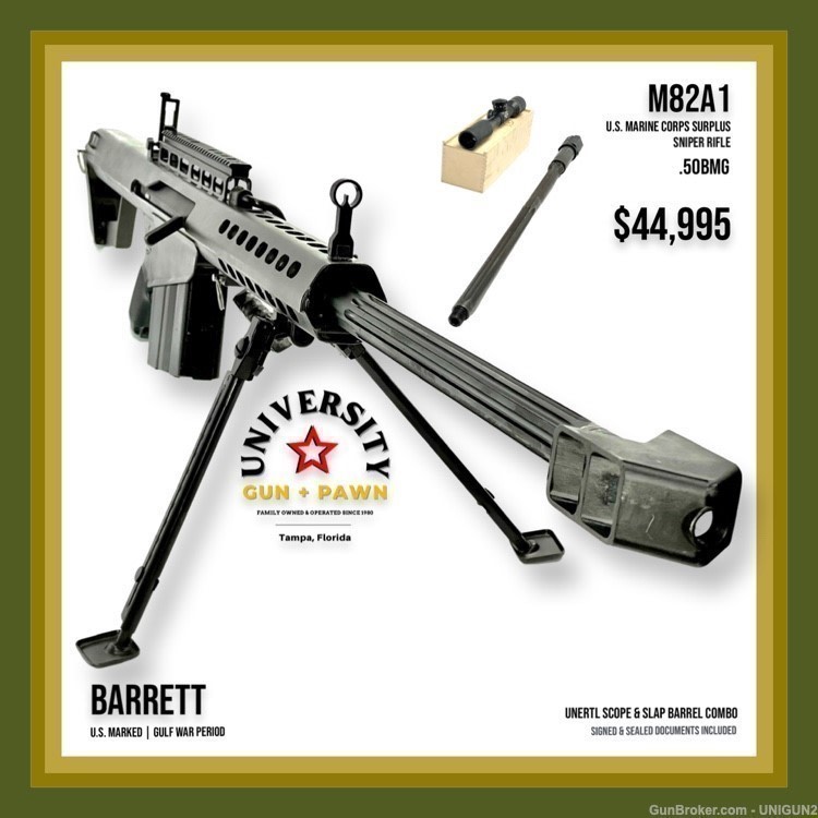 BARRETT M82A1 50BMG Unertl Slap COMBO Desert Storm RARE COLLECTABLE GWOT-img-0