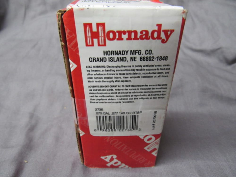 Hornady 270 Caliber 140 GRain BTSP Interlock #2705 90 Count-img-2