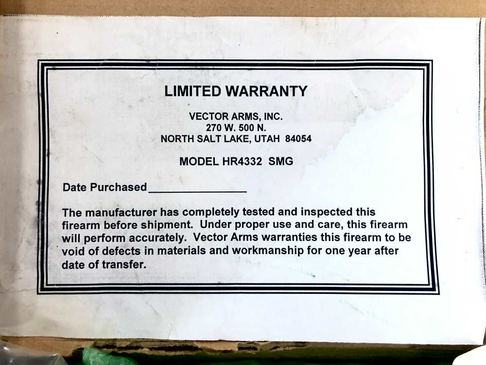 Factory Original LNIB Vector Arms Mini Uzi 9mm Transferable Submachine Gun-img-35