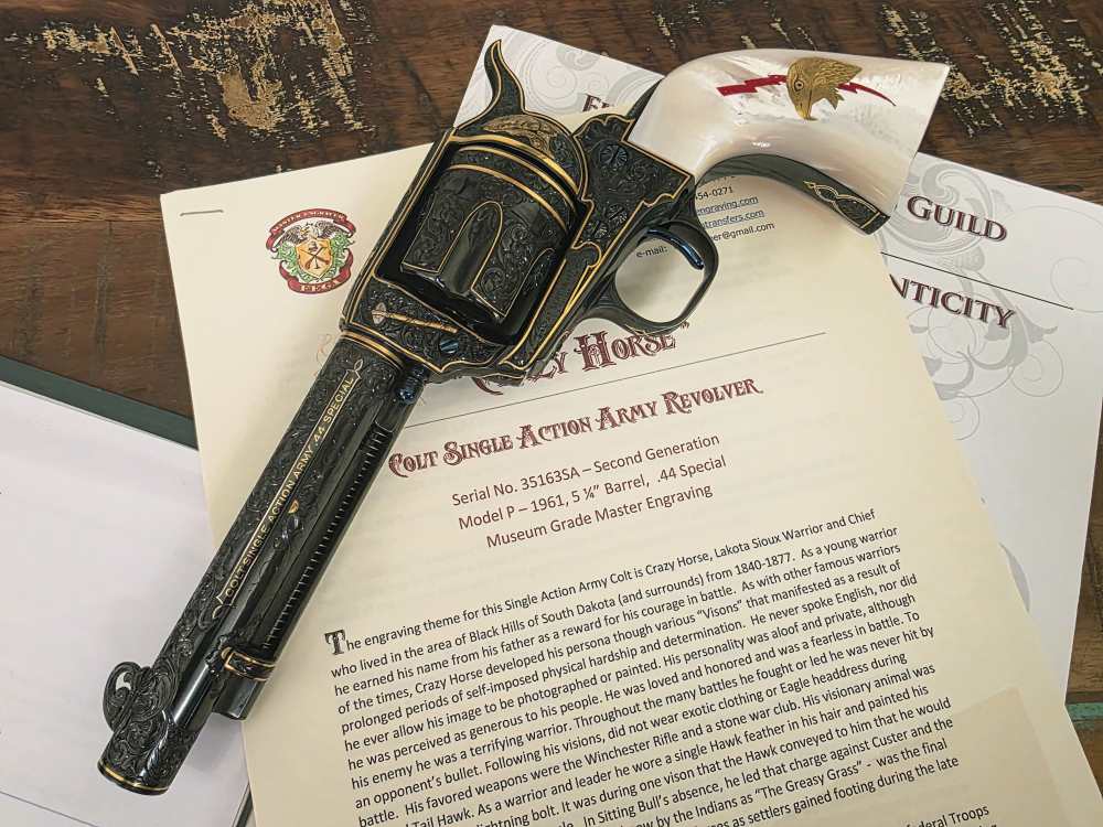 "CRAZY HORSE" Engraved Colt Single Action Army Revolver, Second Gen. READ!-img-2