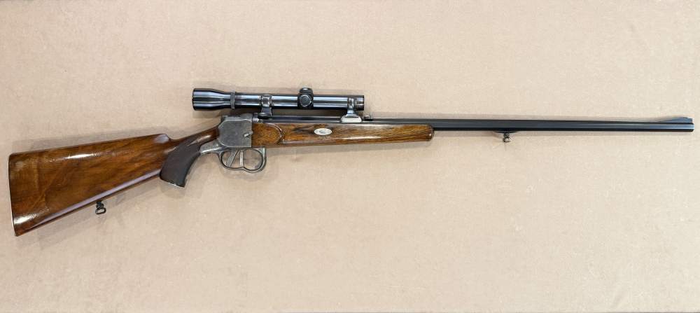 German Heeren Falling Block Hunting Rifle 7x57R w Claw Mounts and Scope-img-44