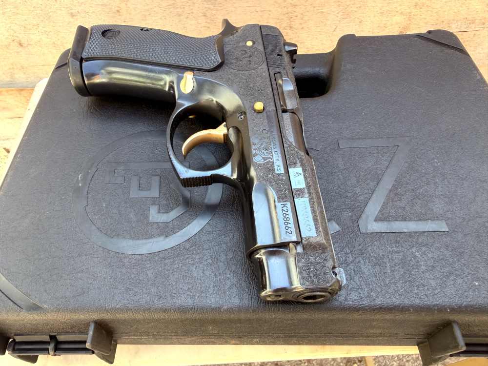 CZ 75  compact ENGRAVED High Polished Blued w/ 24K Gold -img-13