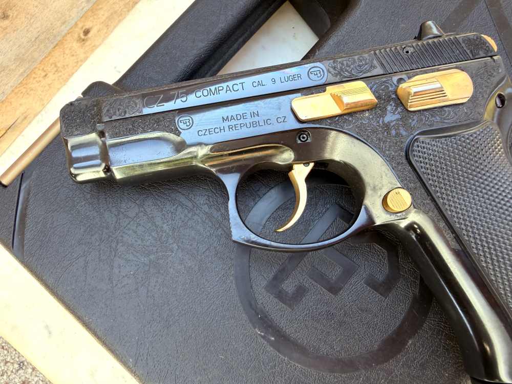 CZ 75  compact ENGRAVED High Polished Blued w/ 24K Gold -img-11