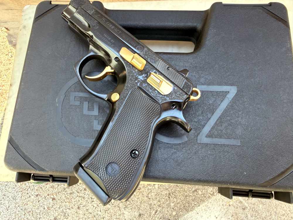 CZ 75  compact ENGRAVED High Polished Blued w/ 24K Gold -img-9