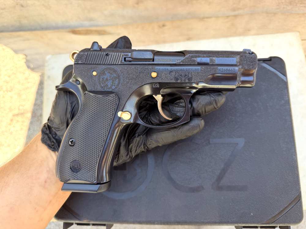 CZ 75  compact ENGRAVED High Polished Blued w/ 24K Gold -img-25