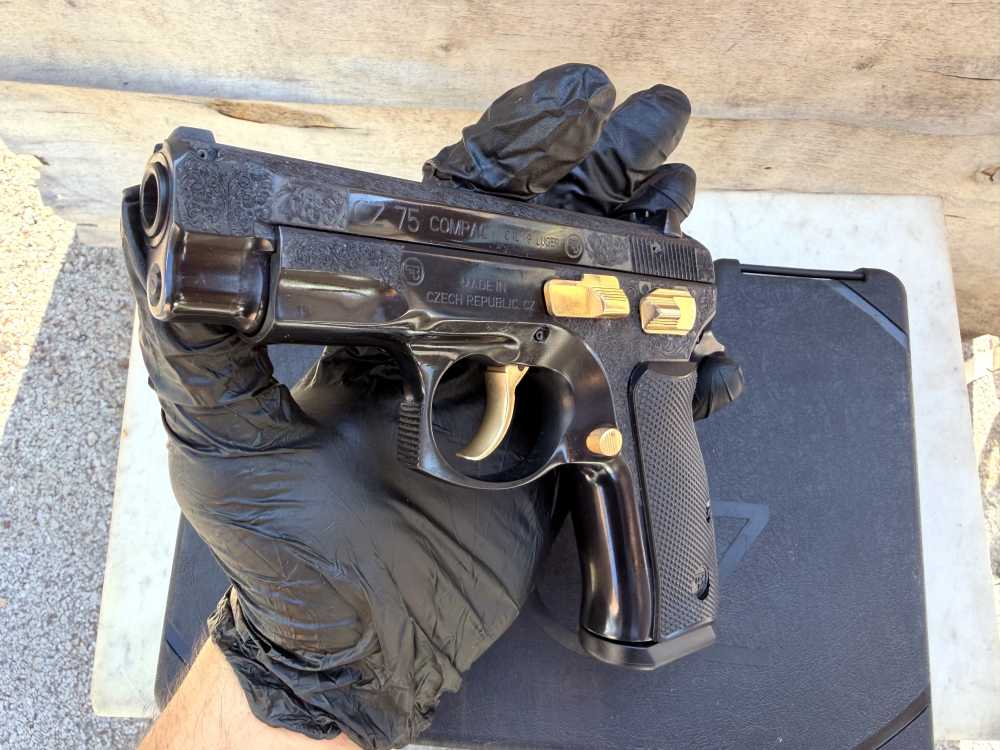 CZ 75  compact ENGRAVED High Polished Blued w/ 24K Gold -img-22