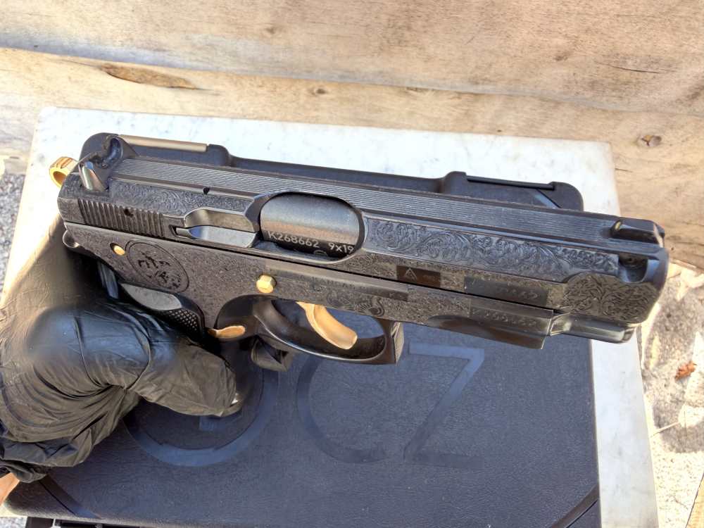CZ 75  compact ENGRAVED High Polished Blued w/ 24K Gold -img-16