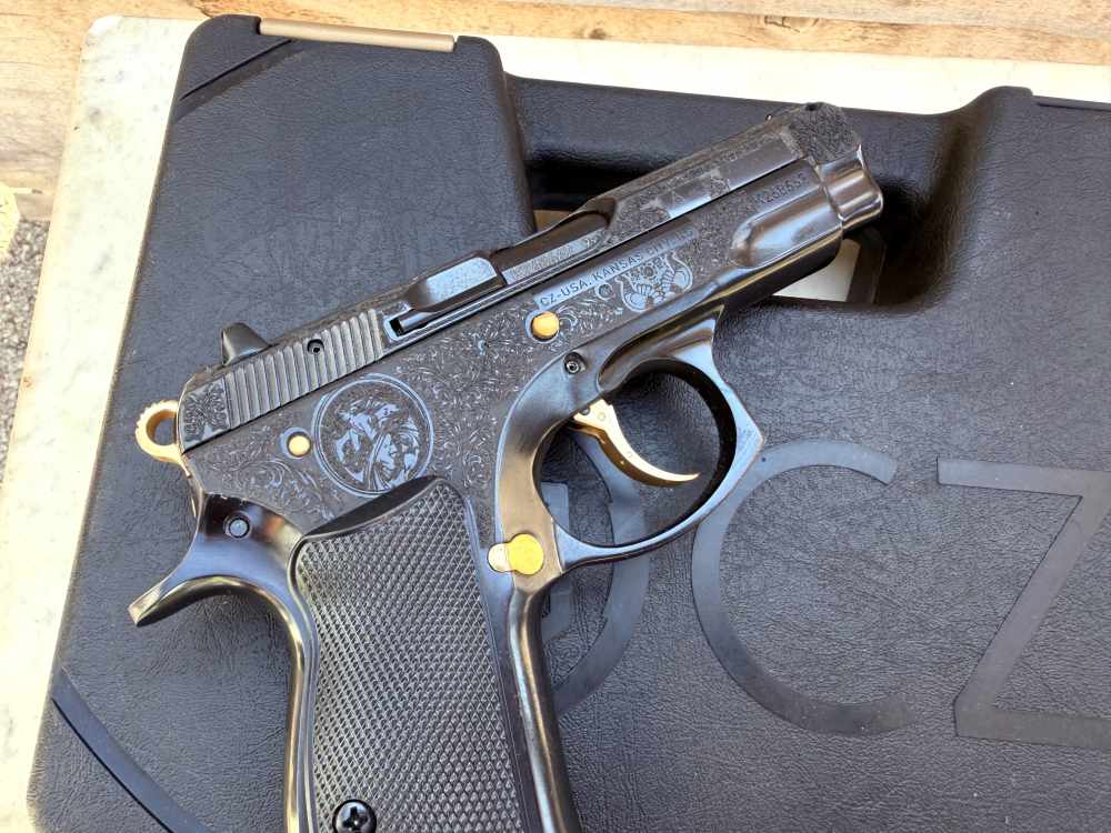 CZ 75  compact ENGRAVED High Polished Blued w/ 24K Gold -img-6