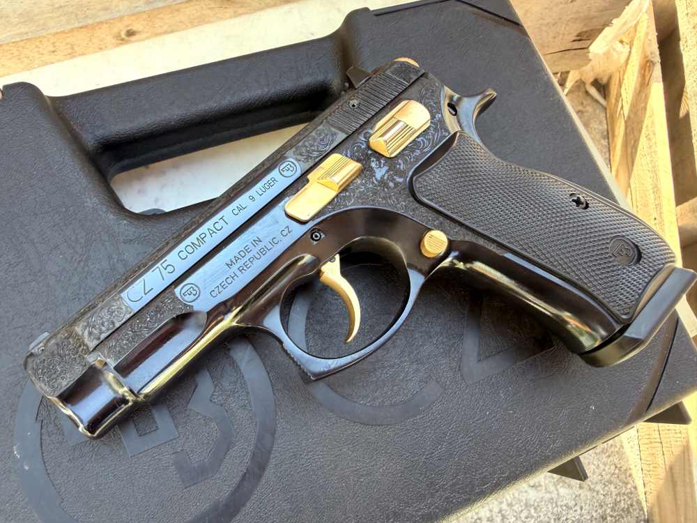 CZ 75  compact ENGRAVED High Polished Blued w/ 24K Gold -img-8