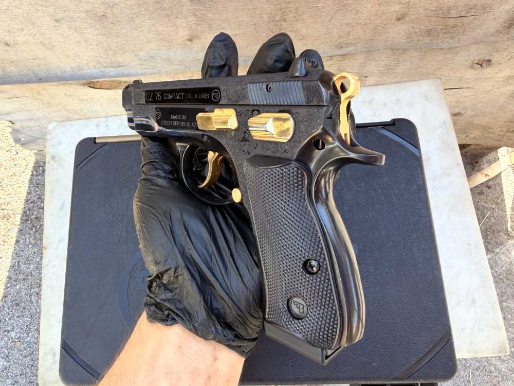 CZ 75  compact ENGRAVED High Polished Blued w/ 24K Gold -img-24