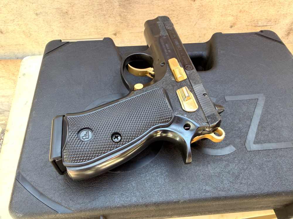 CZ 75  compact ENGRAVED High Polished Blued w/ 24K Gold -img-12