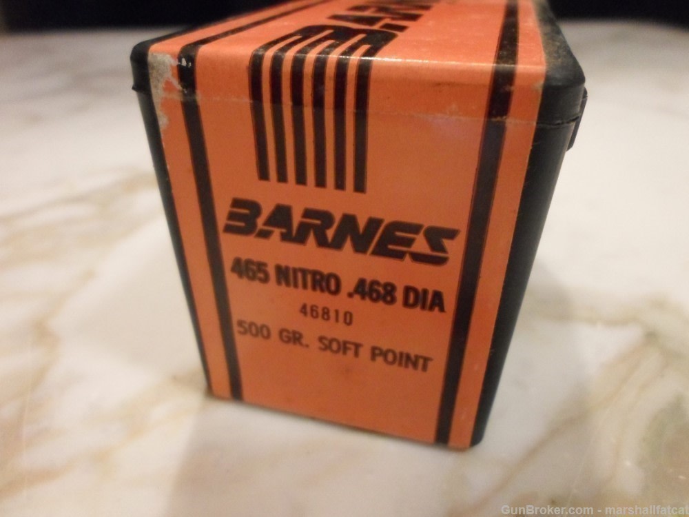 Barnes .465 Nitro .468" Dia. 500GR RNSP #46810 Bullets 20ct-img-0
