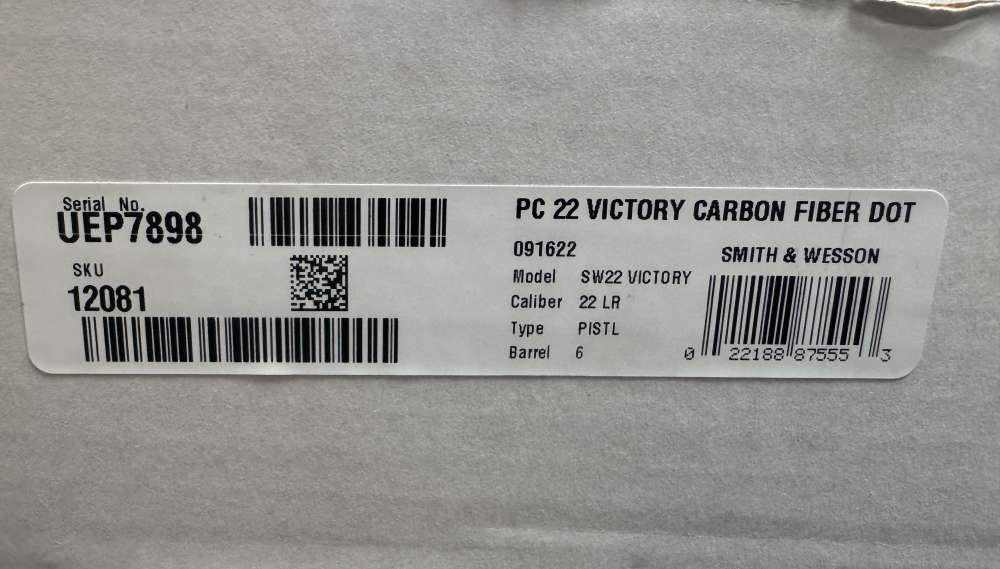NEW Smith & Wesson Victory Target PC Carbon Fiber 22LR 6" HiveGrip 10+1-img-2