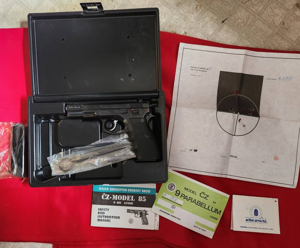 EARLY CZ-85 Pre B Ambidextrous 9mm Pistol w/2 Mags Box Papers & Test Target-img-0