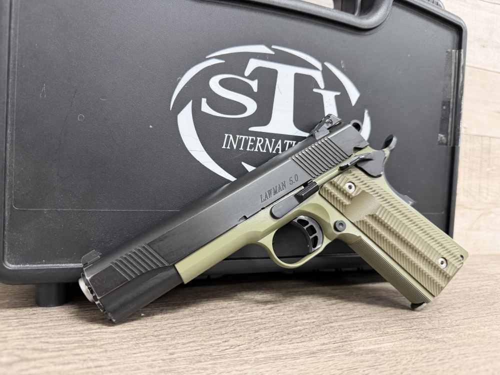 STI LAWMAN 5.0 1911 9MM 5" GREEN FRAME ORIGINAL BOX SINGLE STACK -img-0