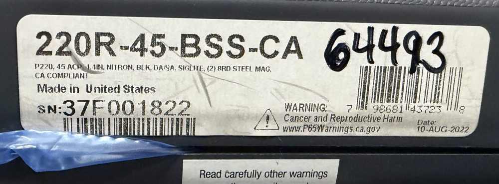 Sig Sauer P220R CA 45acp New Old Stock-img-1