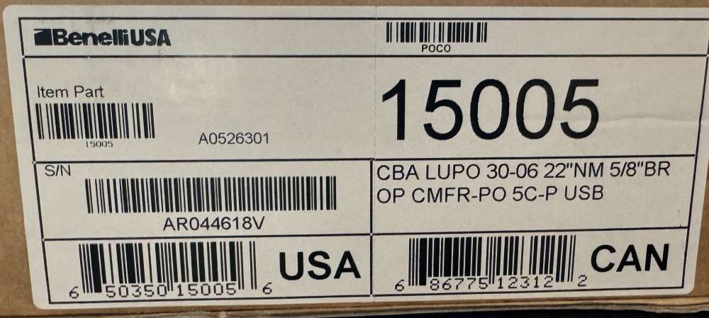 NEW Benelli Lupo Granite Moss 30-06 Sprg 22" Threaded 15005 .01 NR-img-4