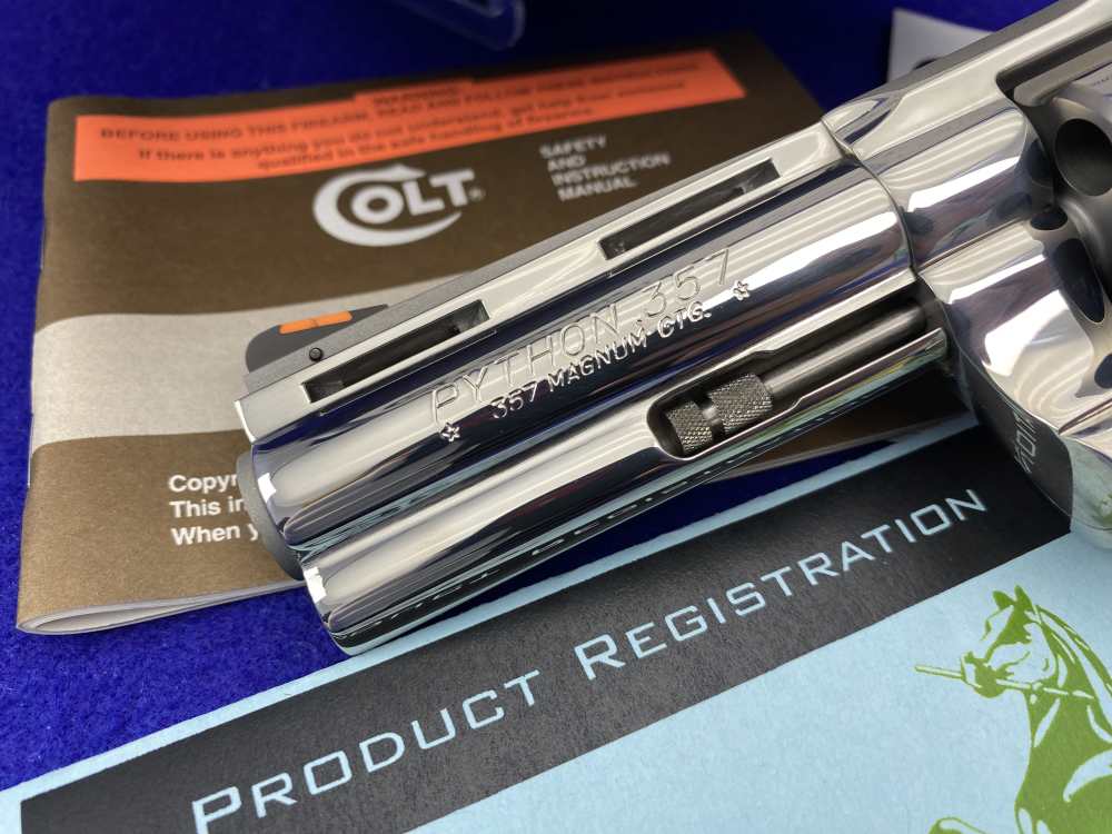 1993 Colt Python .357 Magnum 4" SS *STUNNING FACTORY-BRIGHT STAINLESS*-img-8