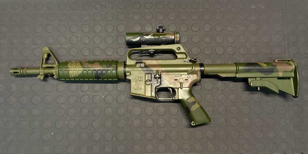 ORIGINAL COLT M16 WITH 4X SCOPE Z COAT CAMO FULLY TRANSFERABLE MACHINE GUN-img-1