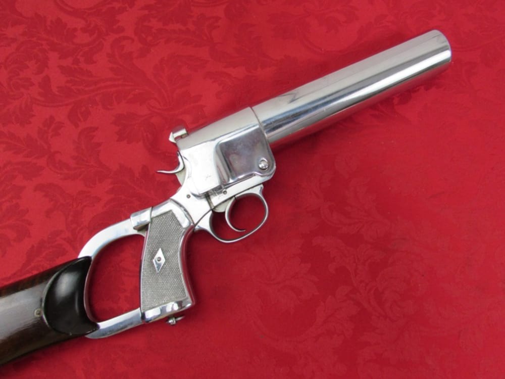 RARE ENGLISH WW1 WEBLEY & SCOTT No1 Mk1 STOCKED FLARE GUN-img-2