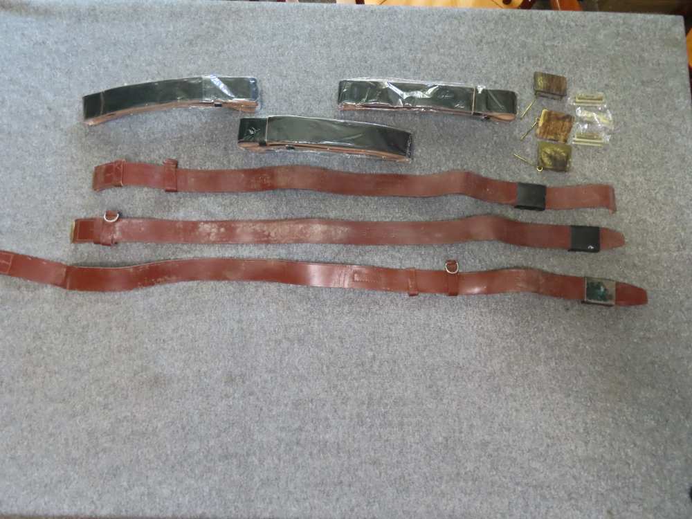 3-ROMANIAN AND 3 SPANISH ARMY ENLISTED BELTS & BUCKLES-COLD WAR ERA-NICE-img-0