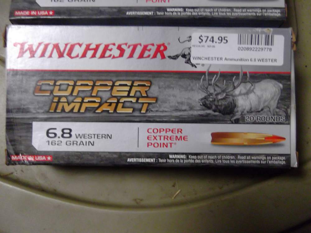 6 boxes of 6.8 western 162 grain copper impact 20 cartridges-img-1