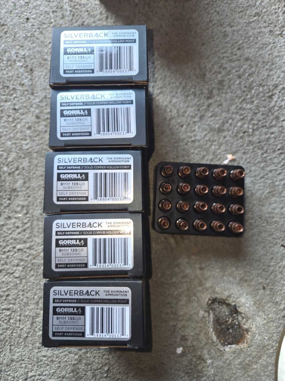 Gorilla silverback 9mm ammo 20 round box schp subsonic 135 grain-img-1