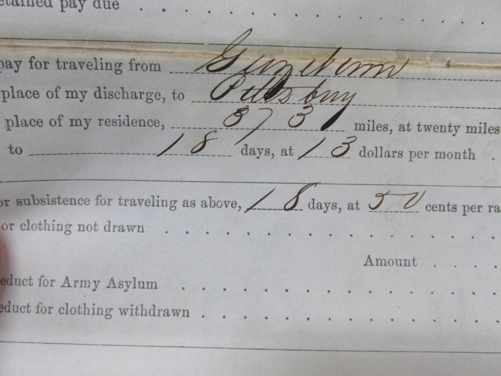 CIVIL WAR DISCHARGE PAPER FOR PVT. J. MUNUCH FROM D COMPANY, 74th REGIMENT-img-3