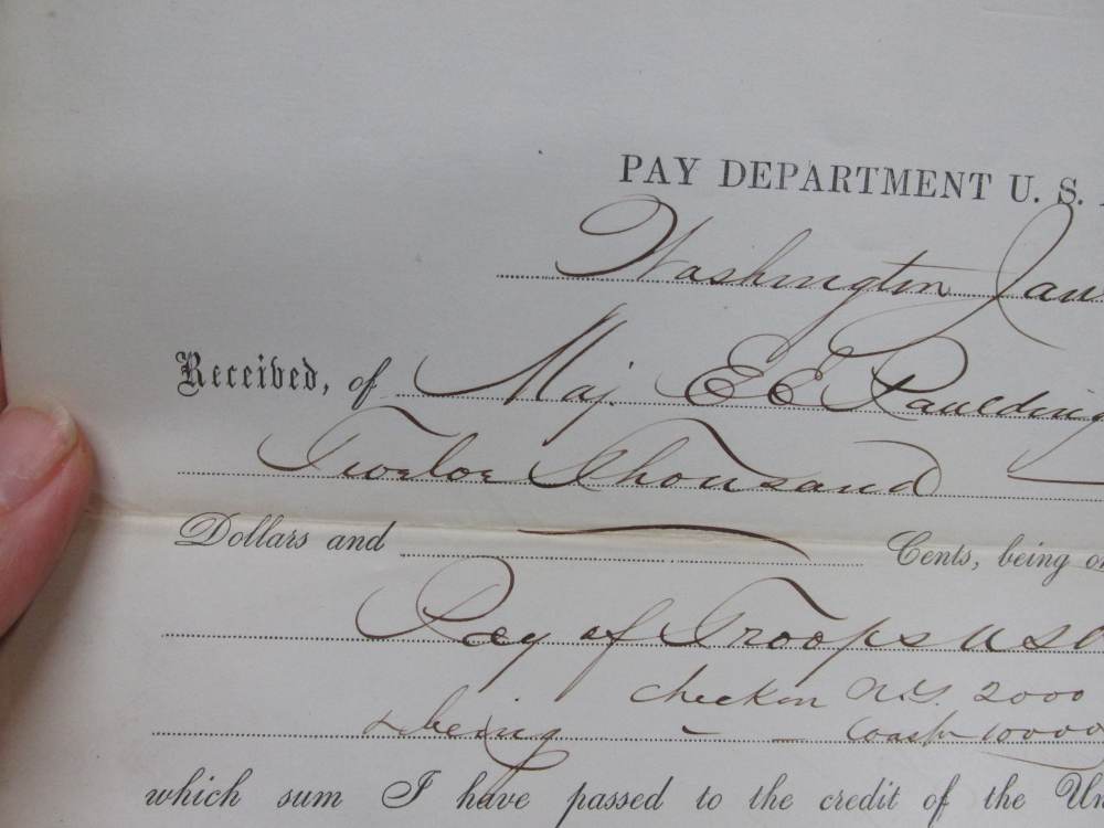 CIVIL WAR JANUARY 1864 PAYROLL PAPER FOR $12,000. FOR US ARMY TROOP PAYMENT-img-1