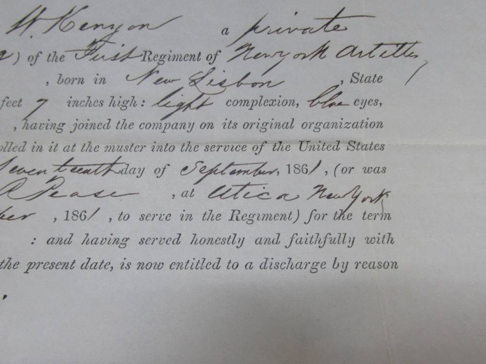 ORIGINAL CIVIL WAR US ARMY DISCHARGE DOCUMENT-DECEMBER 1861-1st NY Vol. Art-img-5