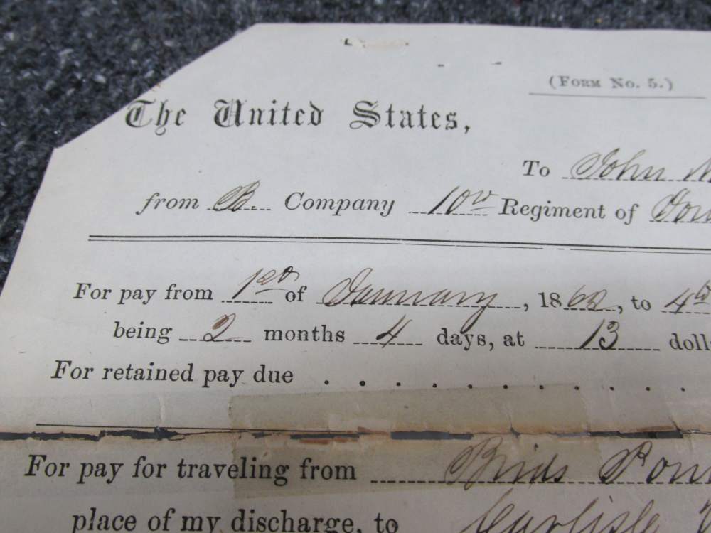 ORIGINAL CIVIL WAR US ARMY DISCHARGE DOCUMENT-MARCH  1862-10th IOWA VOL.-img-2