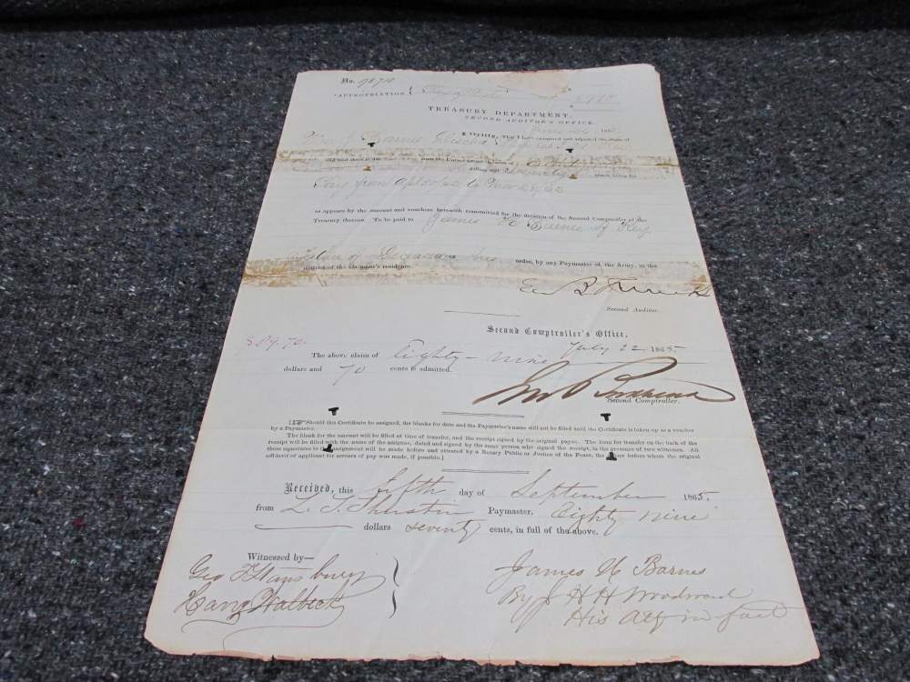 CIVIL WAR 1862/65 WARRANTS/DECEASED CASE & FINAL PAYMENT FOR SOLDIER-img-12
