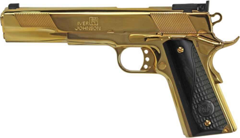 Iver Johnson  XL10NPBW EAGLE XL Pistol 10MM 6" 24K Gold Black Wood-img-0