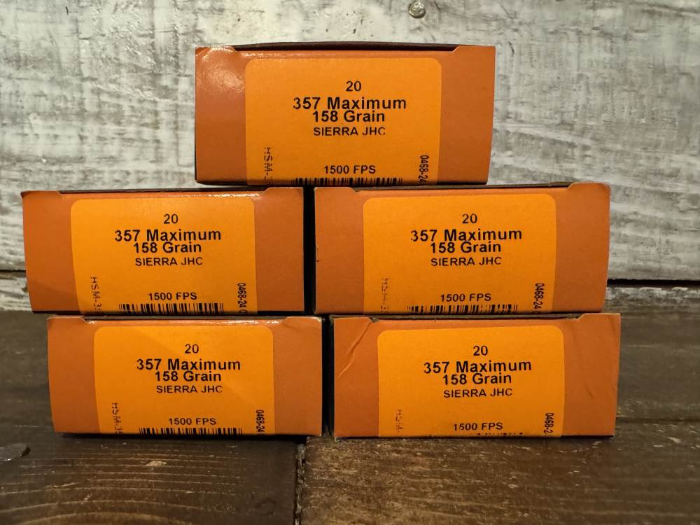 357 Maximim 158 Gr Sierra JHC 100 Rounds HSM 1500 FPS No CC Fees-img-0