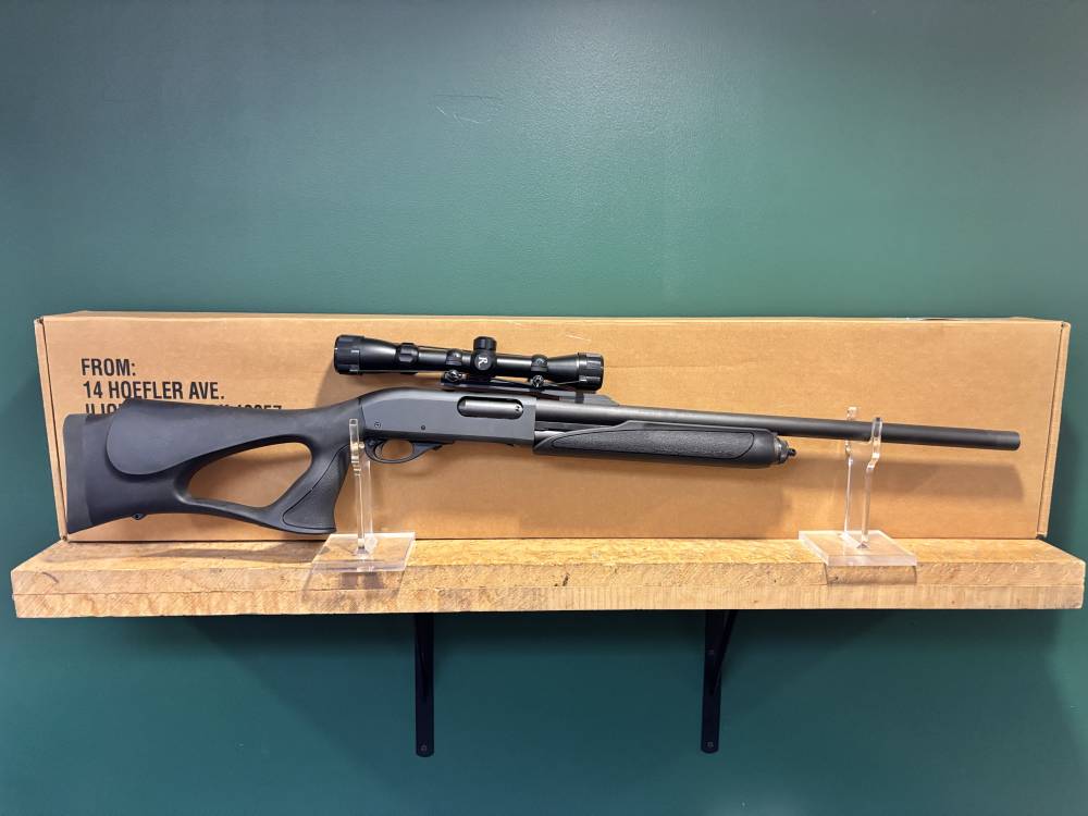 Remington 870 Thumbhole 12 ga 23" Cantilever Rifled Barrel w/ Optic & Box-img-0