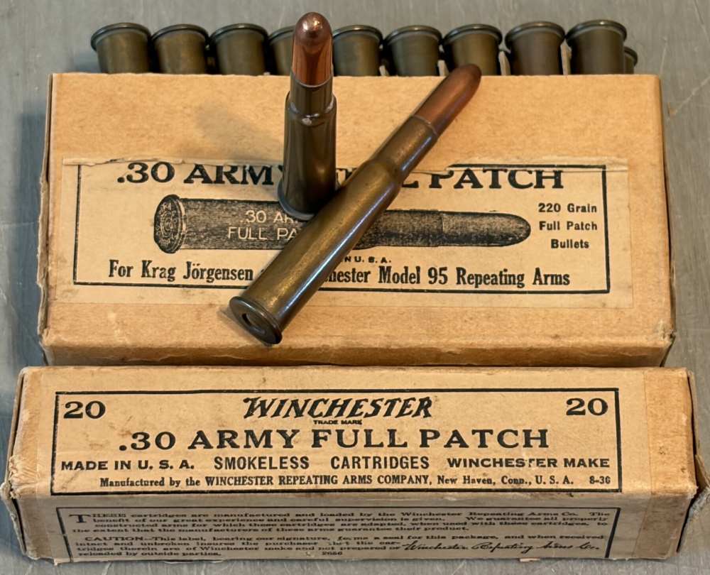 30 ARMY Full Patch 220 gr FMJ RN Rifle Ammo 20 rds Winchester 30-40 Krag-img-2