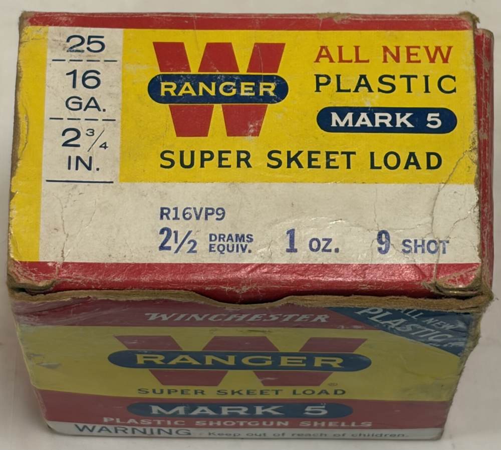 Winchester Super X Mark 5 16 ga 1 oz #9 Vintage Plastic Super Skeet Load 22-img-1