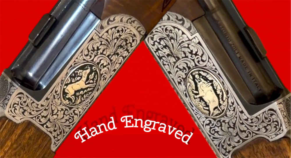 Rare Hand Engraved Over Under Italian O/U Combo Shotgun Rifle w/ Game Scene-img-0