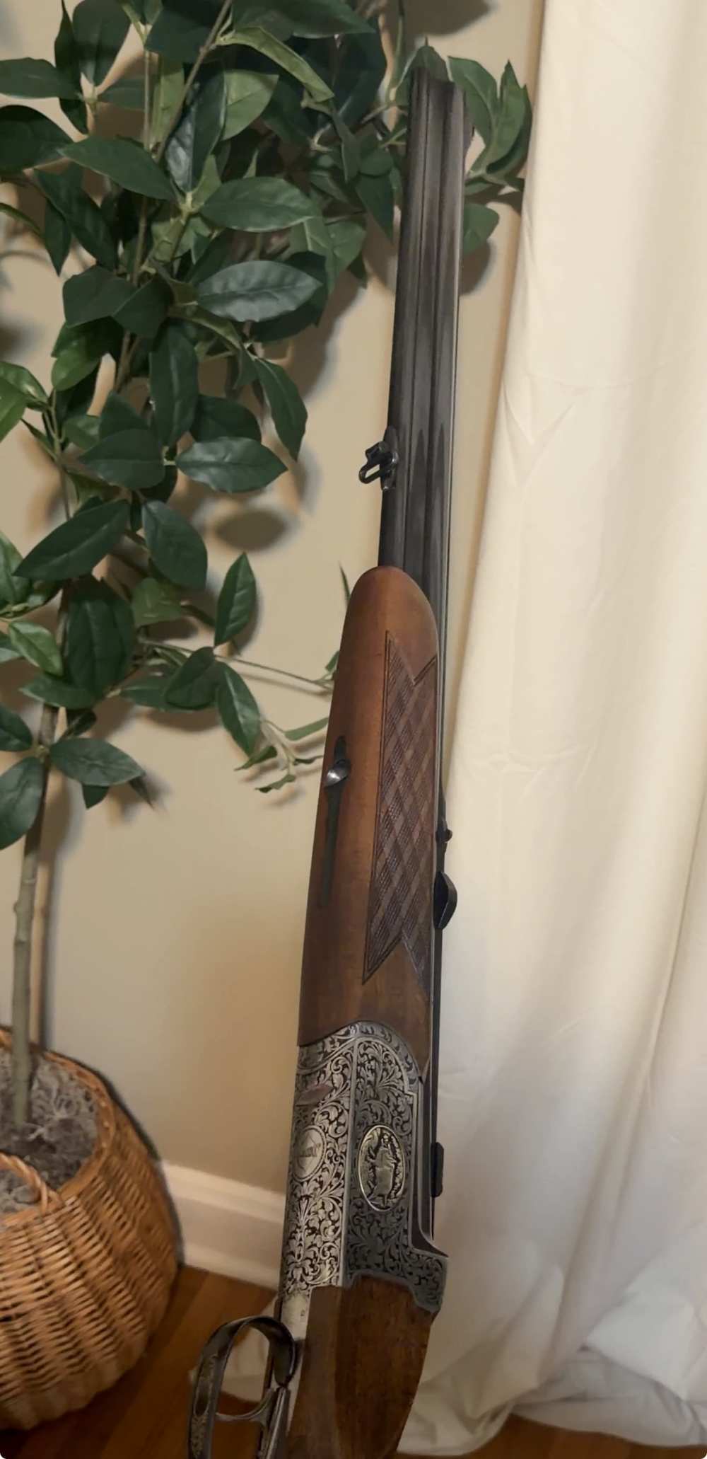 Rare Hand Engraved Over Under Italian O/U Combo Shotgun Rifle w/ Game Scene-img-8