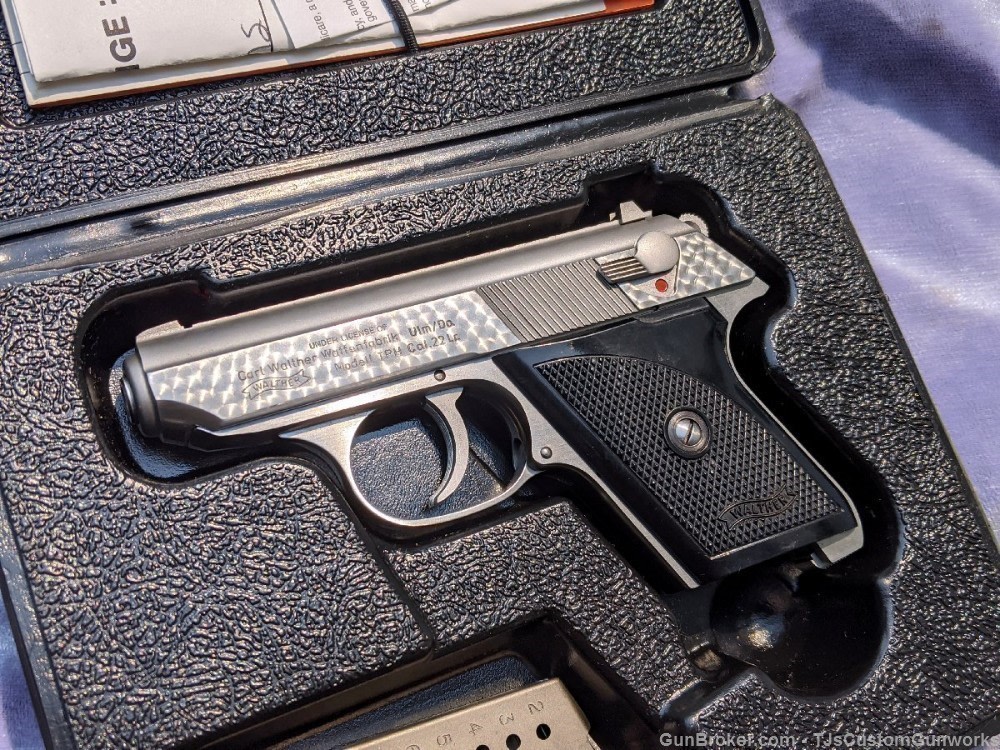 RARE & CUSTOM Jewelled Stainless Steel Walther TPH .22LR Waffenfabrik-img-4