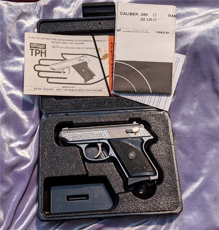 RARE & CUSTOM Jewelled Stainless Steel Walther TPH .22LR Waffenfabrik-img-2