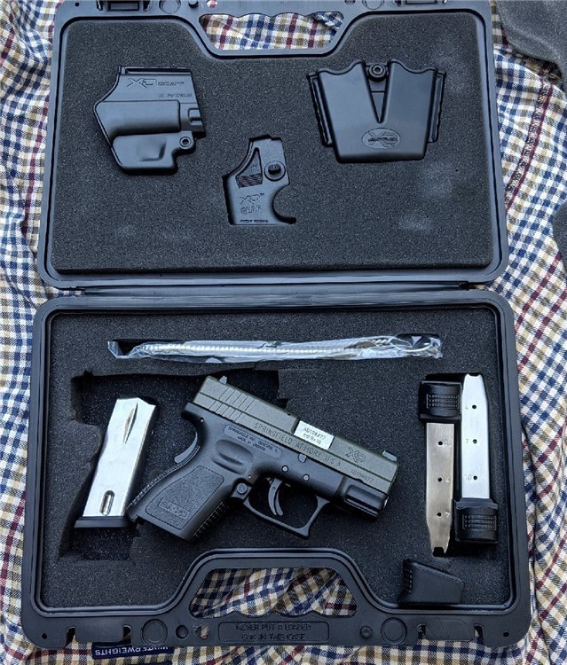 CA -CUSTOM Springfield Armory U.S.A. XD-9 SUB-COMPACT 9mm  OD GREEN TEFLON-img-3