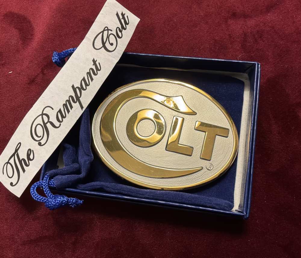 Gold Plate Rhodium Serpentine Colt Logo Oval Buckle 3x2.25" New Condition-img-1