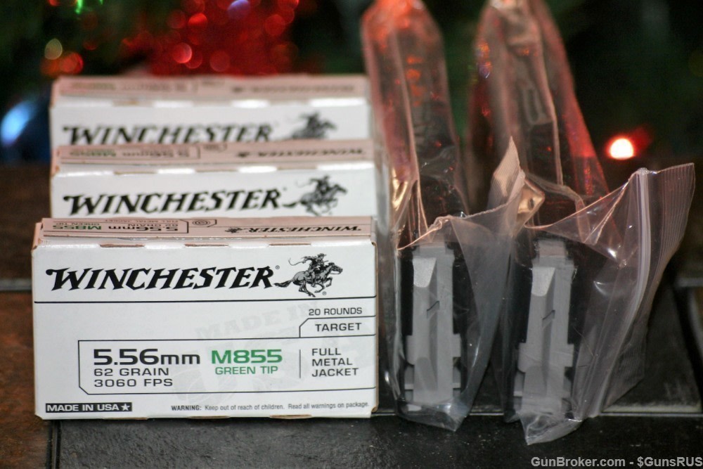 AR15 CÖMBÖ 60RDS Winchester 5.56 Green Tip M855 AMMÖ & 2x30rd MAGAZINES-img-4