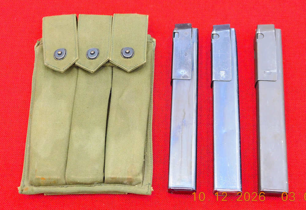 WWII M3-A1 GL Grease Gun SMG 45 acp 30 rd Magazine Lot X3 & Pouch-img-0
