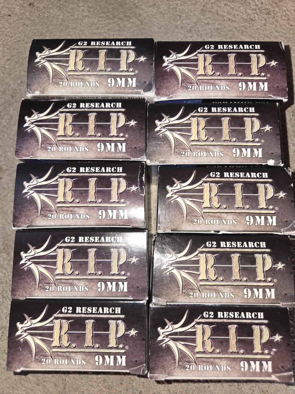 10 boxes g2 research rip r.i.p. 9mm ammo 200 rounds -img-0