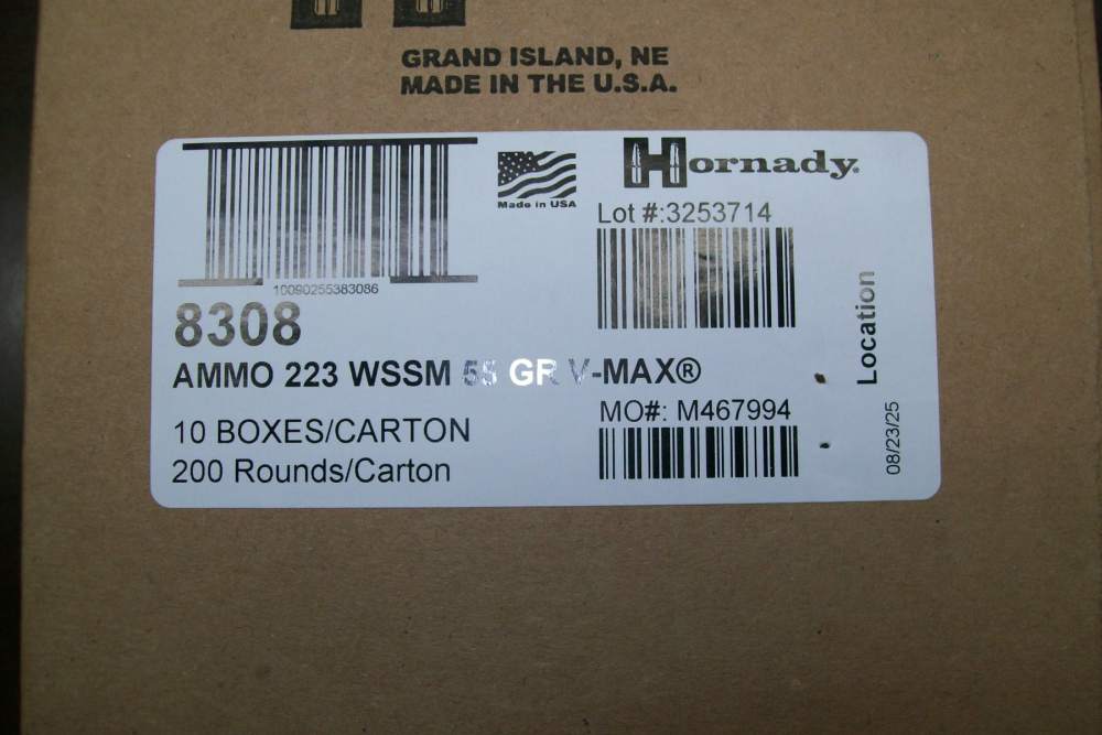 200 Rounds Hornady 223 WSSM! Free Shipping! No Credit Card Fees!-img-0