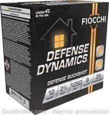 Buckshot 9 Pellet Fiocchi Defense Dynamics 12 gauge 2 3/4'' 250 rds -img-0