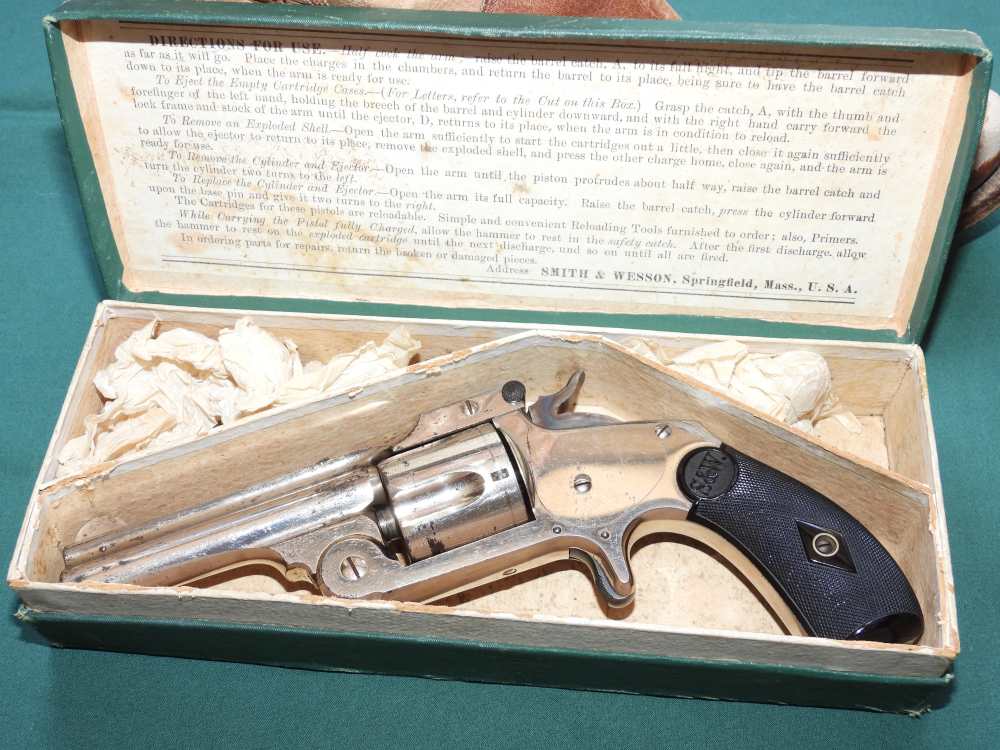 Smith & Wesson .38 Single Action 2nd Model Top Break Revolver & Box Antique-img-20
